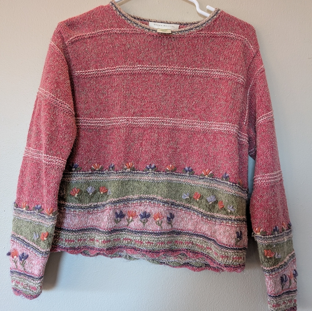 Susan bristol Vintage Embroidered/Knit Sweater